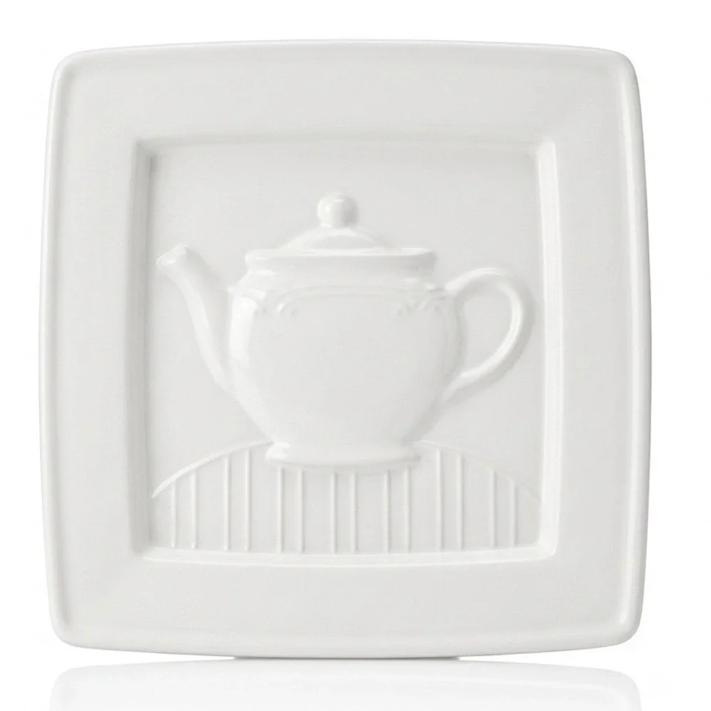Vintage Pfaltzgraff Tea Rose pattern square stoneware trivet and wall plaque